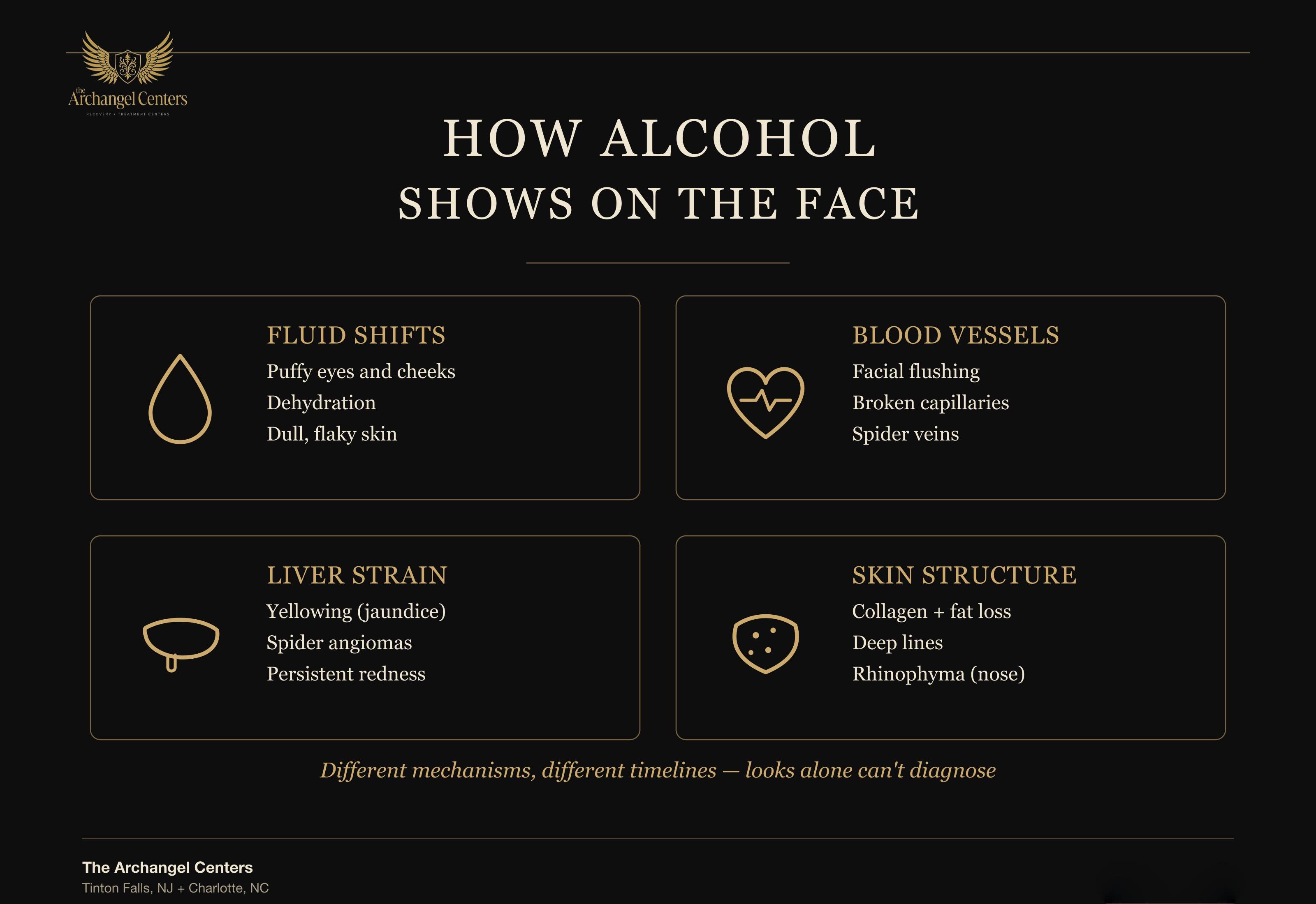 how alcohol shows on the face